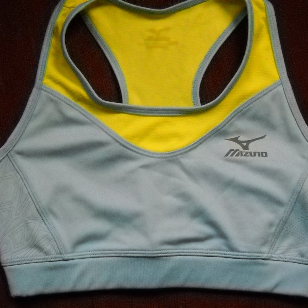 Women's MIZUNO Yellow & Blue Sports Top Small
